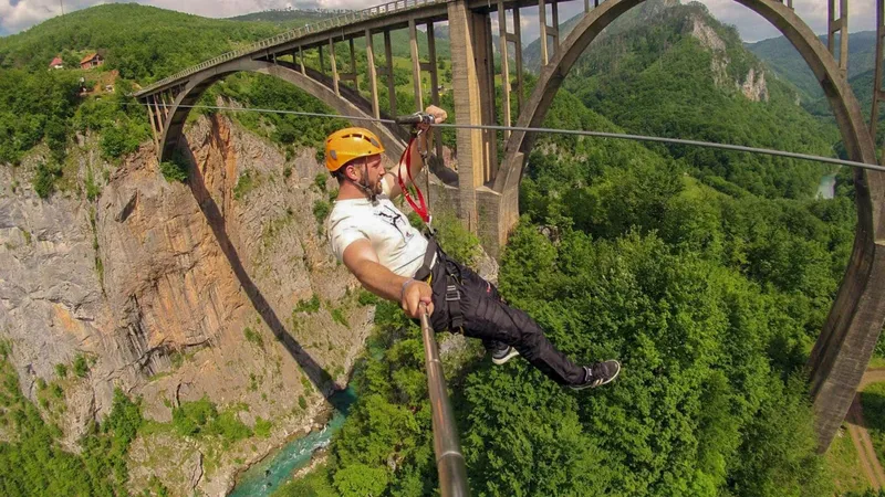 Zip Line challenge over the emerald Tara River (1050m)